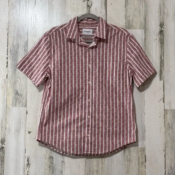 Goodfellow & Co Maroon and White Striped Shirt - Picture 2 of 7